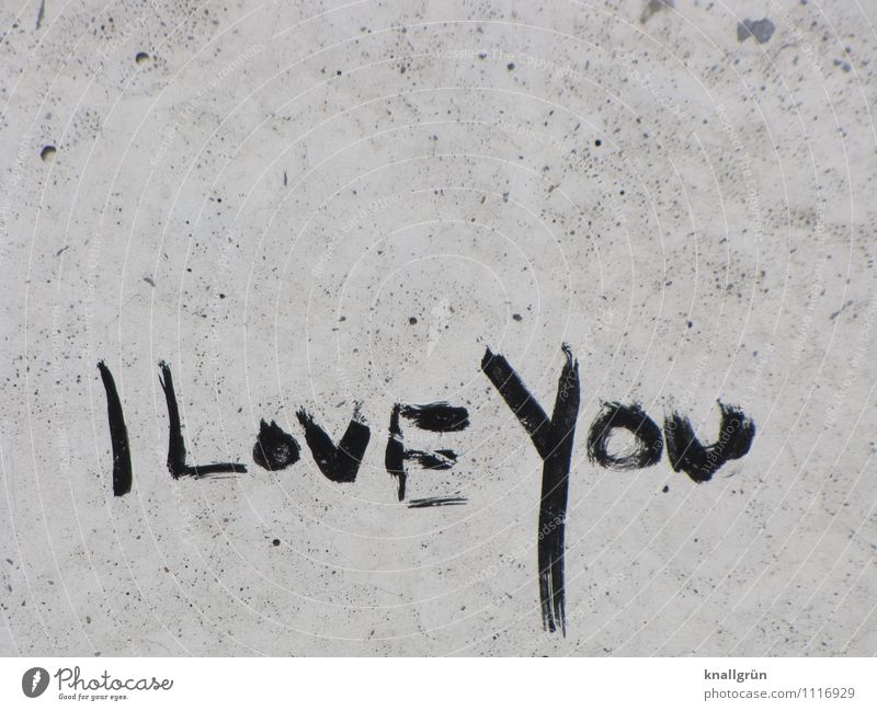 I LovE You Mauer Wand Fassade Schriftzeichen Kommunizieren dreckig Stadt grau schwarz Gefühle Liebe Verliebtheit Partnerschaft I love you Graffiti Farbfoto