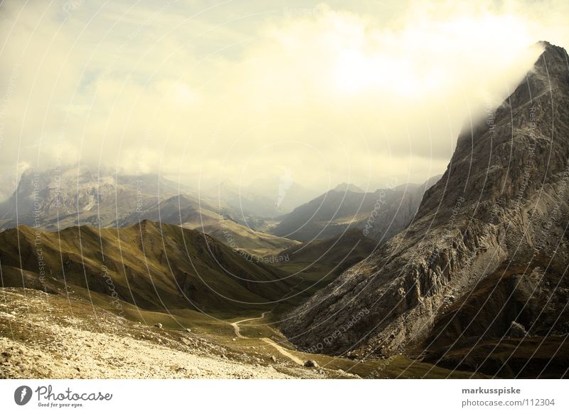 blick von den rosszähnen Nebel Seiser Alm Südtirol Wolken Hochebene wandern Freizeit & Hobby Ferien & Urlaub & Reisen Fußweg Geologie Berge u. Gebirge Alpen