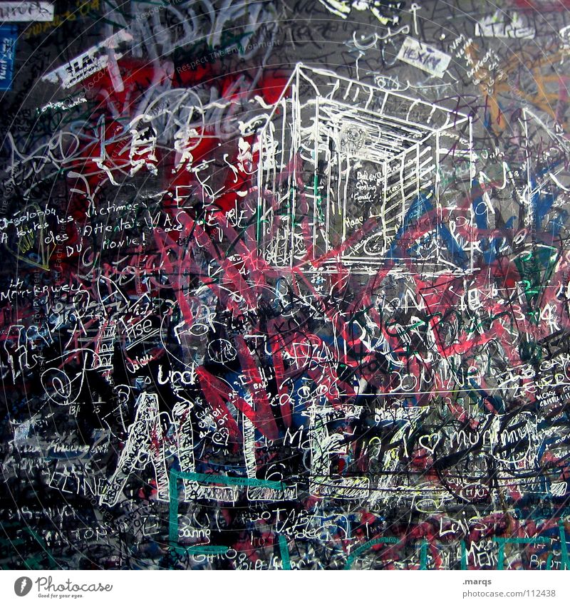 Even ED was here mehrfarbig Schriftzeichen Filzstift Wand durcheinander unordentlich Typographie Collage Plakette Straßenkunst Kunst Unterschrift schreiben