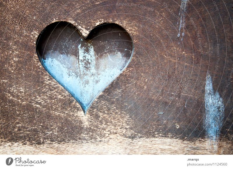 Von ganzem Herzen Holz alt schön blau braun Liebe Romantik Partnerschaft Vergänglichkeit retro Treue Valentinstag Gefühle Zeichen Verliebtheit Farbfoto