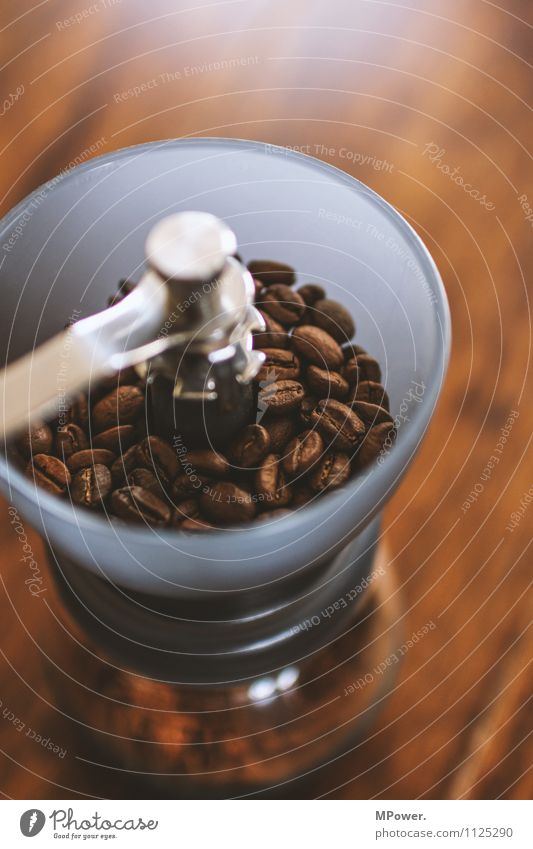 frisch gemahlen Lebensmittel Kaffeetrinken Heißgetränk sparen trendy Bohnen Mühle Kaffeemühle braun Duft lecker Tisch analog Bioprodukte Fairness Genusssucht