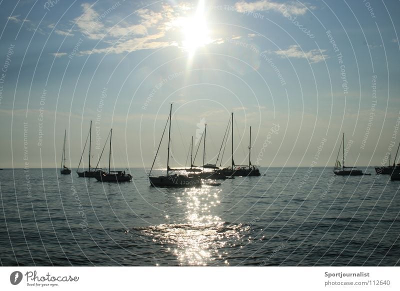 sun is shining Meer Wasserfahrzeug Horizont Segelboot Rovinj Kroatien Ferien & Urlaub & Reisen Abend Sommer Sonne Himmel
