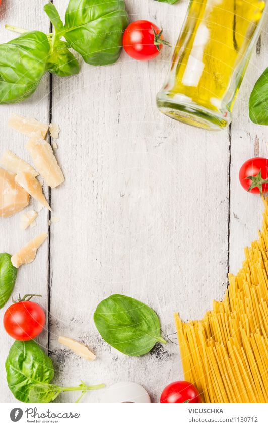 Spaghetti kochen, Zutaten Lebensmittel Gemüse Teigwaren Backwaren Kräuter & Gewürze Öl Ernährung Mittagessen Bioprodukte Vegetarische Ernährung Diät