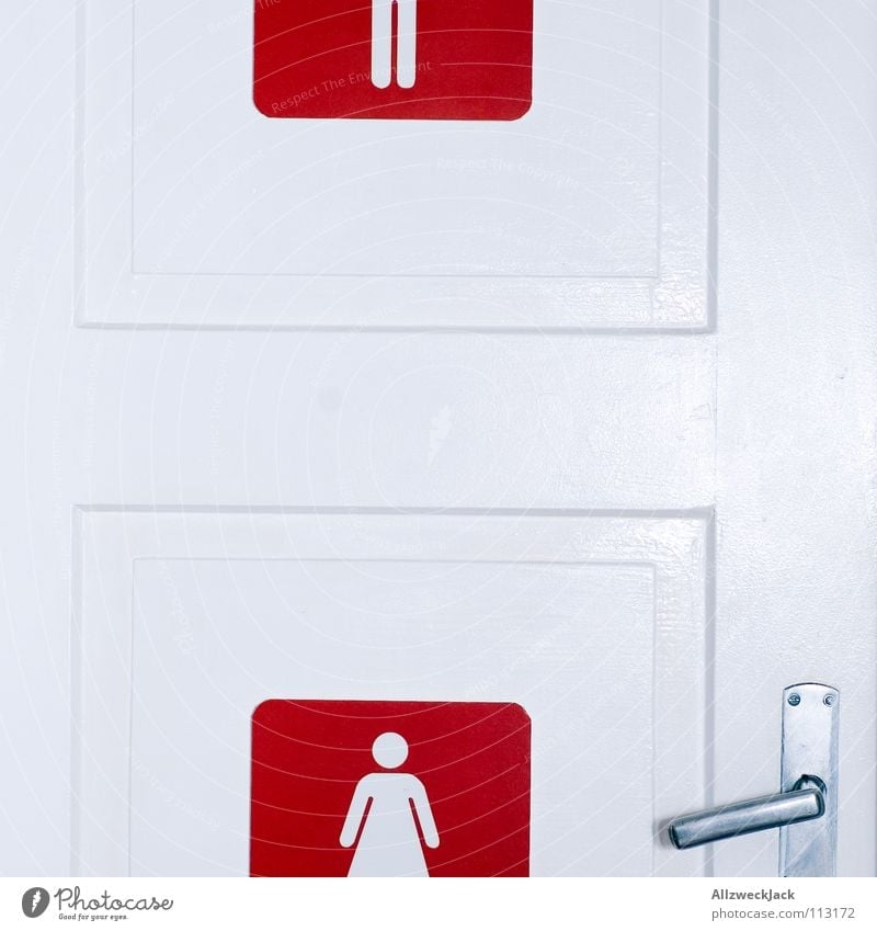 Örtchen Pissoir Frau Griff Symbole & Metaphern feminin Damentoilette urinieren Stuhlgang Toilette weiß rot Bad Waschhaus Hinweisschild Dienstleistungsgewerbe
