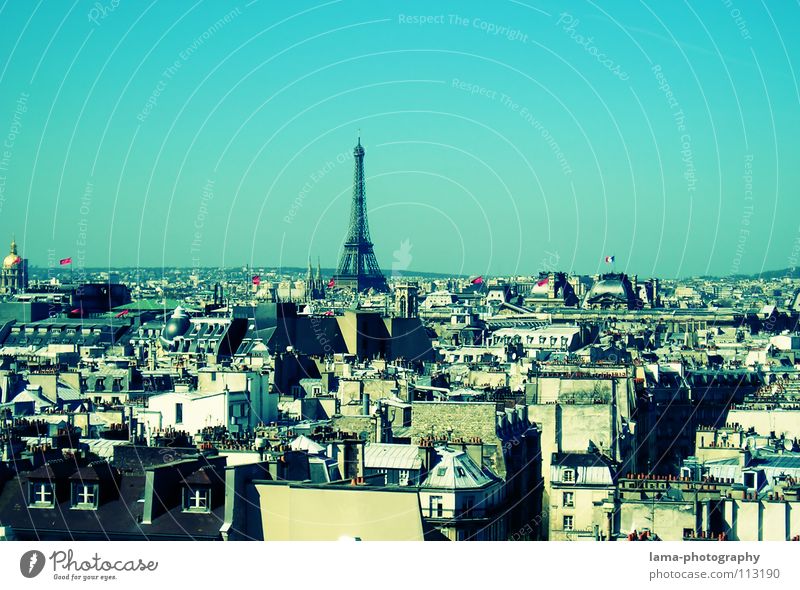 La vue d'un ramoneur Paris Frankreich Tour d'Eiffel Kunst Bauwerk Haus Stadt Dach Smog Abgas Umweltverschmutzung Kohlendioxid Ozonloch Ozonschicht Verkehr