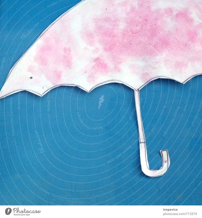 es regnet rosa Regenschirm Papier Sturm Unwetter Symbole & Metaphern Gemälde gemalt kindisch geschnitten Basteln Hinweisschild Wetter blau Gewitter Himmel