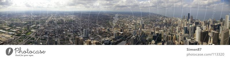 Chicago Skyline Panorama (Aussicht) Sears Tower Hochhaus Vogelperspektive Ferne Panorama (Bildformat)
