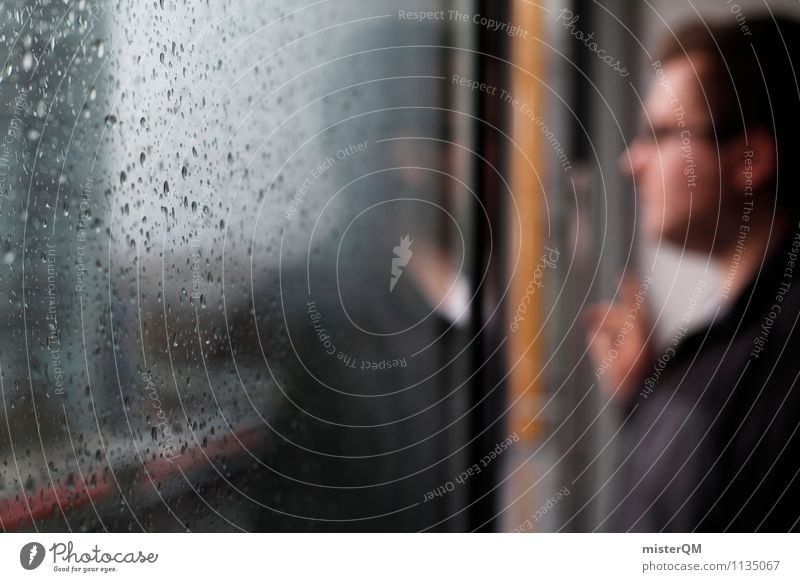 Rainy Day. Kunst ästhetisch verträumt Fensterscheibe Regen Regenwasser Blick Fernweh Mann Zukunft Wassertropfen London Farbfoto Gedeckte Farben Innenaufnahme