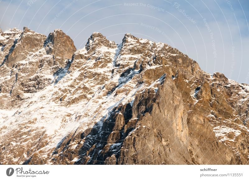Oh Schreck, zack zack! Natur Schönes Wetter Eis Frost Schnee Felsen Alpen Berge u. Gebirge Gipfel Schneebedeckte Gipfel kalt alpin Bergkette Zacken Zaun