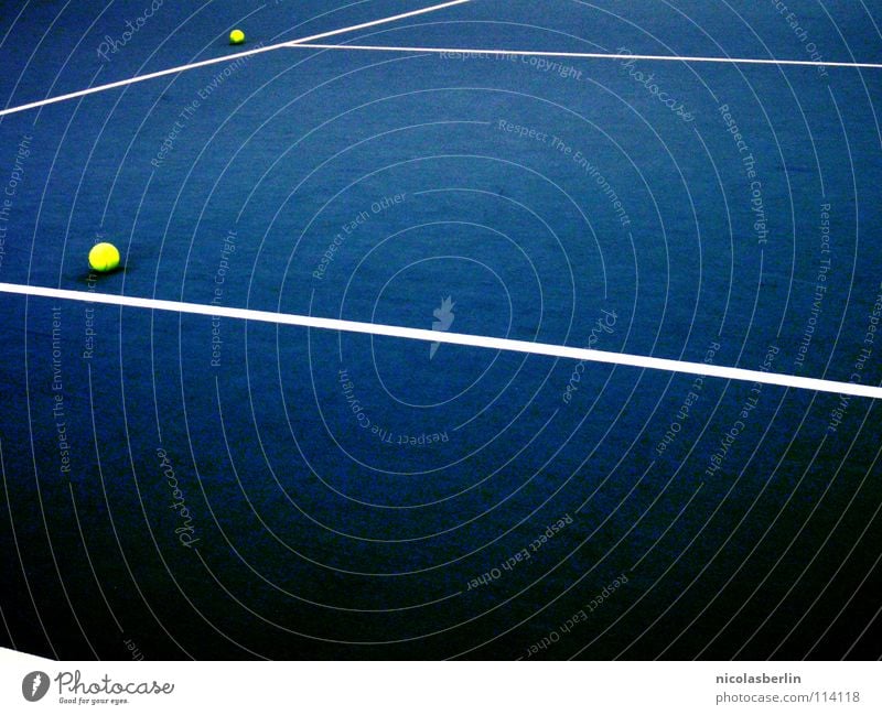 Dots & Lines Freizeit & Hobby Spielen Sport Ball Menschenleer Platz Linie Streifen ästhetisch blau gelb weiß Design Tennis 2 Single Aktion Wimbledon