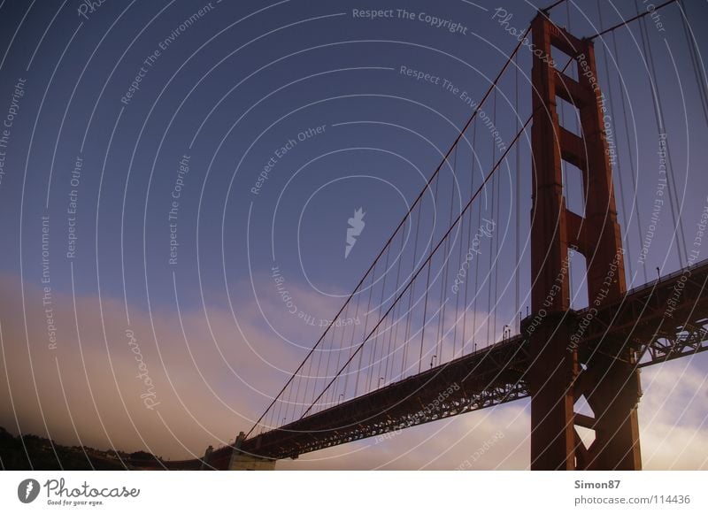 Golden Gate Bridge San Francisco Meer Denkmal rot Brücke bridge Abend Bucht Himmel Architektur