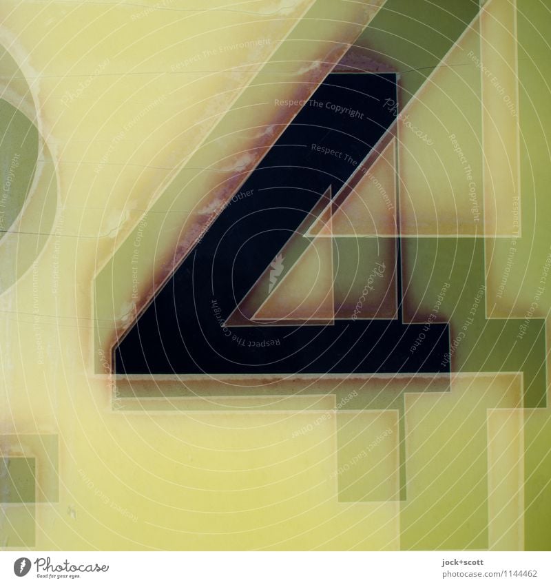 444 Design Grafik u. Illustration Typographie Kunststoff eckig retro Surrealismus grün-gelb Reaktionen u. Effekte zusammengehörig verwittert ausgebleicht