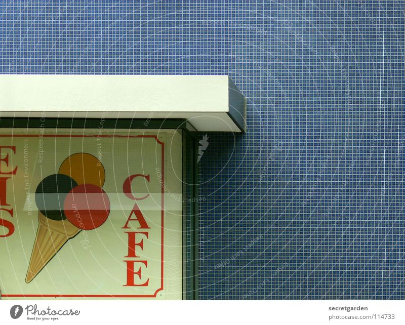 kleinkarierte eisdiele Eisdiele Café Schaufenster penibel Mosaik Logo Eiswaffel Überschrift Wand Raum Durchgang Treffpunkt Fliesen u. Kacheln Muster weiß