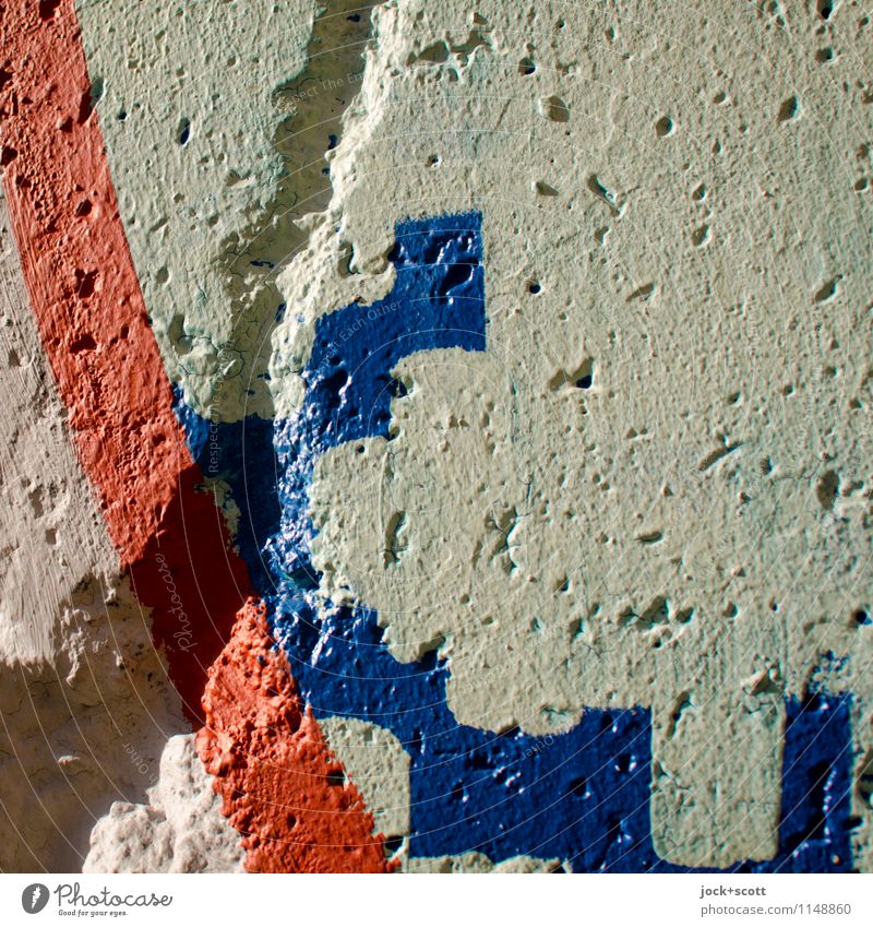 langlebig trotz Mauerspechte Straßenkunst Pinselstrich Berliner Mauer Beton Streifen Kurve ästhetisch authentisch einfach blau grau Kreativität