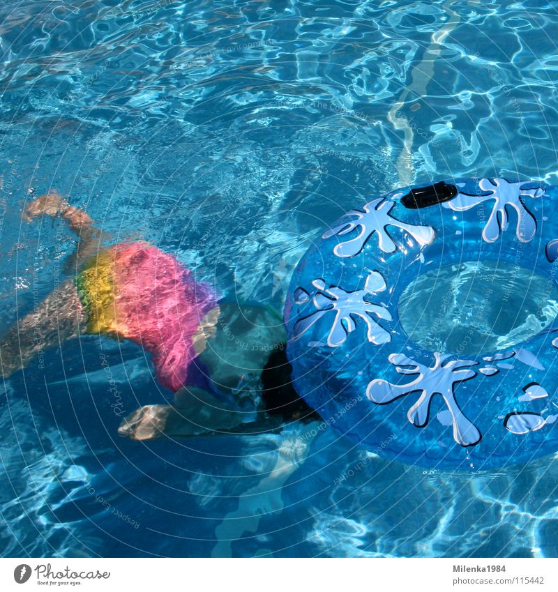 Unterwasserübungen Schwimmbad Ferien & Urlaub & Reisen heiß Schwimmhilfe tauchen Spielen Italien Außenaufnahme mehrfarbig Aktion Freizeit & Hobby Wassersport