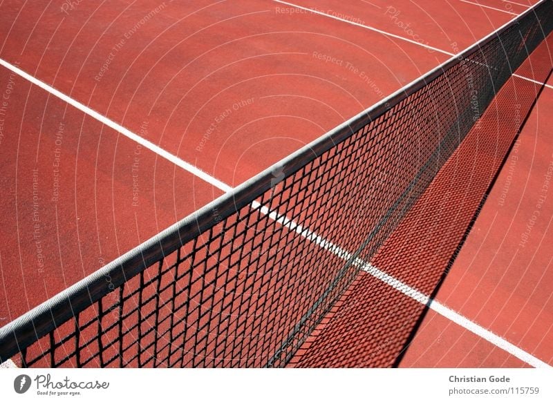 Spiel, Satz und Sieg Tennis Sportplatz Spielfeld Aufschlag rot Linie Sommer Volleyball schlagen Spielen Strukturen & Formen reserviert Grundlinie