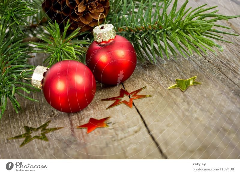 Christbaumkugeln Weihnachten & Advent Weihnachtsbaum Dekoration & Verzierung Dezember Feste & Feiern festlich Fröhlichkeit Postkarte Stern (Symbol) Tanne