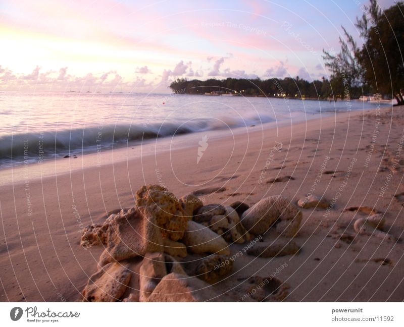 Sonne, Sand und... Barbados Sonnenuntergang Strand Wellen Meer Abenddämmerung Holetown