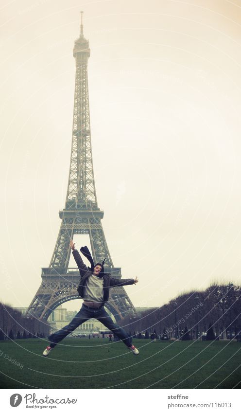 AIR JORDAN Paris Tour d'Eiffel Schal springen Hochsprung Luft grau grün schwarz Halstuch Tourist Attraktion Wahrzeichen Frankreich Ferien & Urlaub & Reisen