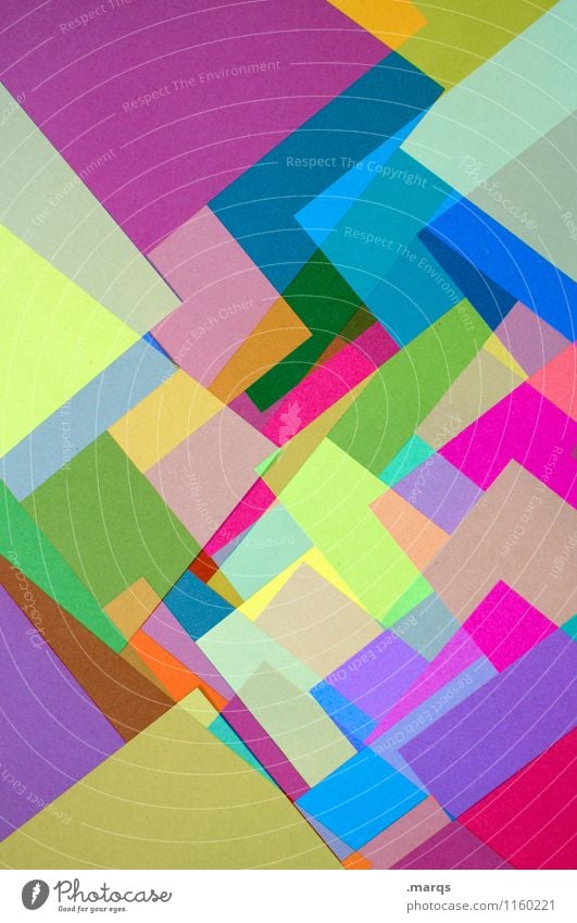 Schichtweise Stil Design eckig einzigartig mehrfarbig chaotisch Farbe Ordnung Papier Grafik u. Illustration Hintergrundbild Farbfoto Nahaufnahme abstrakt Muster
