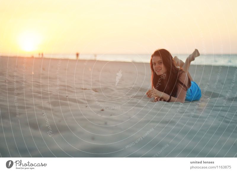 FF# Strandblick Kunst ästhetisch Zufriedenheit Mode Model Stranddüne Strandspaziergang Strandbar Strandleben Frau liegen Erholung Ferien & Urlaub & Reisen