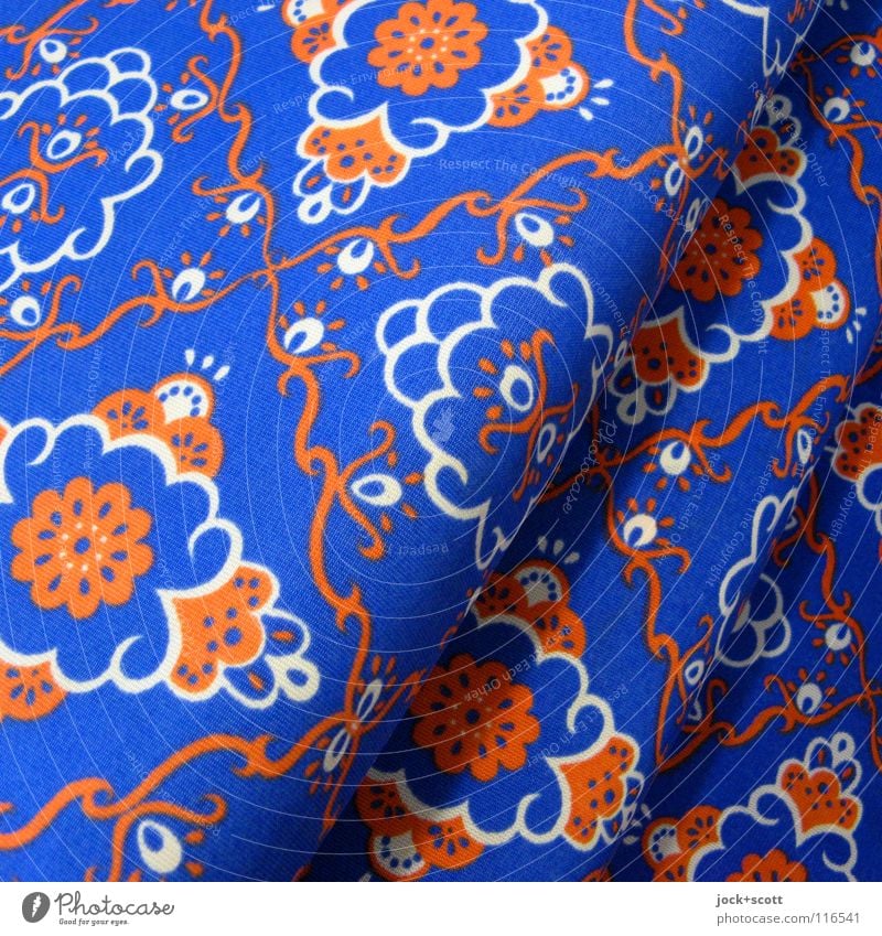Retro Muster DDR Stil exotisch Dekoration & Verzierung Matten Ornament retro trashig blau orange Inspiration geschwungen Textilien obskur wellig diagonal