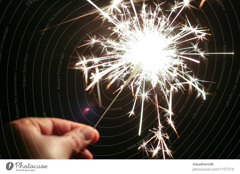 Sternenregen Feste & Feiern Silvester u. Neujahr Geburtstag Mensch Hand 1 Veranstaltung glänzend leuchten hell Freude Glück Lebensfreude Wunderkerze Feuerwerk