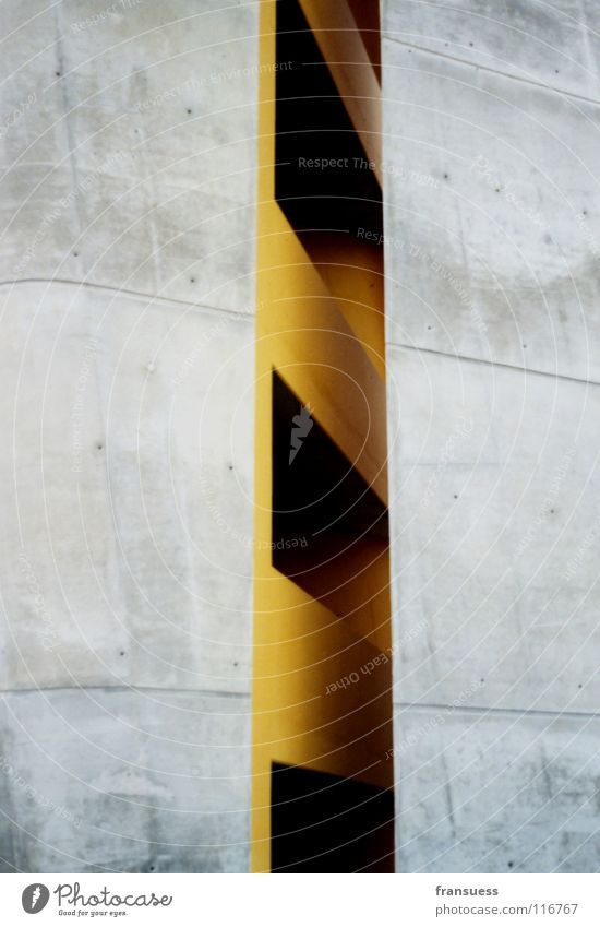 ? gelb grau Beton abstrakt Nebra Kunst Symmetrie Detailaufnahme Stein Linie Turm Architektur