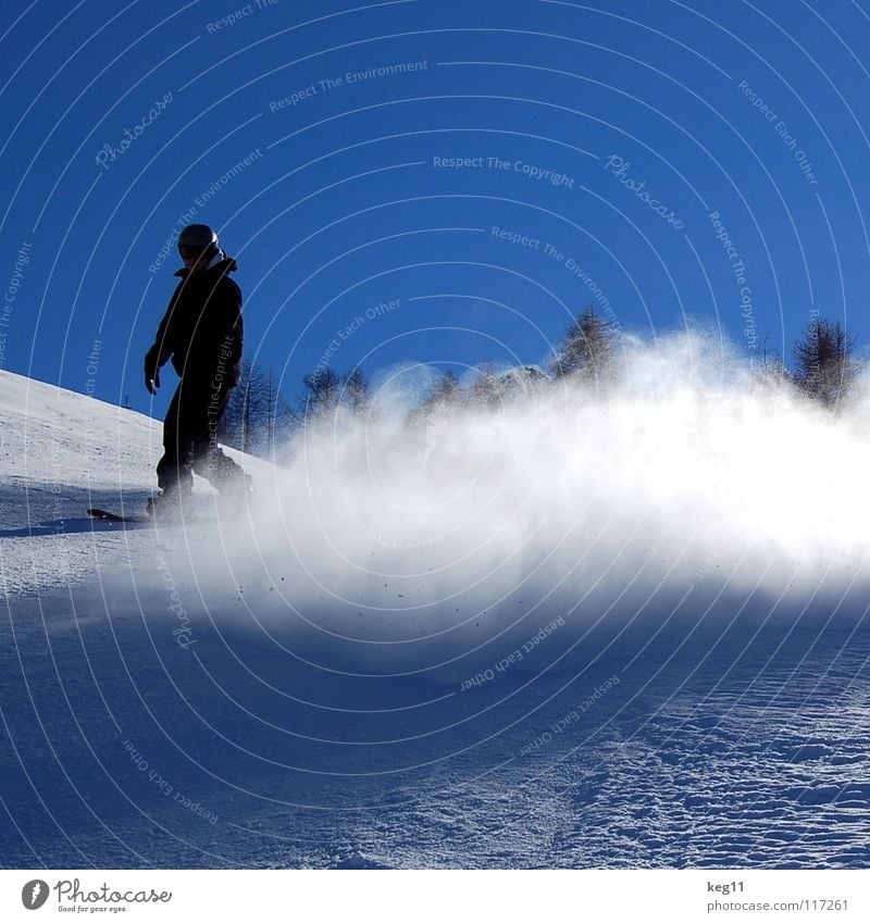 Bremsspuren Snowboard springen Winter Snowboarder Wintersport Tux Ferien & Urlaub & Reisen Sport Österreich Snowboarding Freizeit & Hobby Schnee blau Himmel
