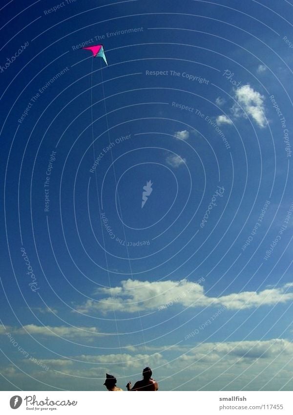 Drachen Wolken Strand Luftverkehr Himmel Mensch blau Wind Dänemark