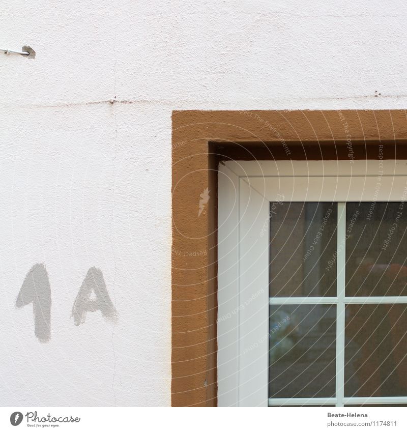 1A - Handwerkskunst Baustelle Dienstleistungsgewerbe Bohrmaschine Haus Architektur Mauer Wand Fenster Beton braun weiß Bohrloch bohren Leitung 1a Handarbeit