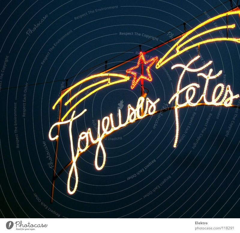 Stern der Weisen - Joyeuses Fêtes Frankreich Lichterkette Beleuchtung Veranstaltungsbeleuchtung Neonlicht Stern (Symbol) Europa Buchstaben Schriftzeichen