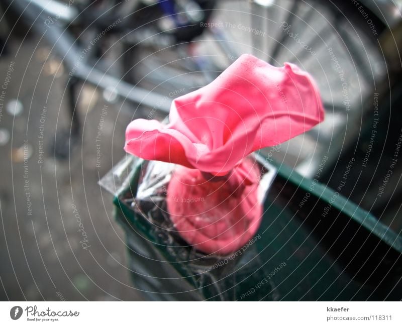 Geplatzter Traum Luft Luftballon rosa geplatzt Makroaufnahme Nahaufnahme Klebestreifen Statue balloon burst bursted Klebeband
