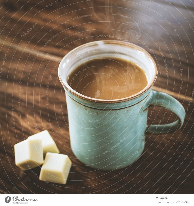 lebenselixier Ernährung Essen Frühstück Kaffeetrinken Getränk Heißgetränk Kakao Latte Macchiato heiß Glück Schokolade Wasserdampf Zucker Tasse Kaffeetasse Tisch