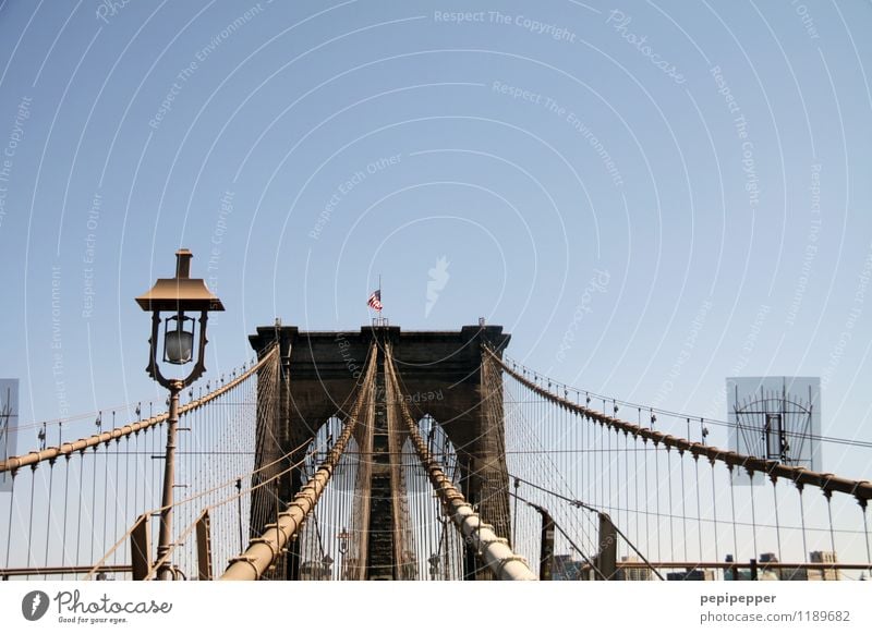 Brooklyn Bridge Ferien & Urlaub & Reisen Tourismus Ausflug Städtereise New York City Stars and Stripes Stadt Brücke Mauer Wand Fassade Sehenswürdigkeit Verkehr