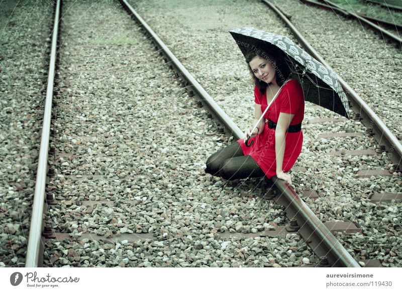 Elle Gleise rot retro Farbe Eisenbahn Regenschirm altehrwürdig