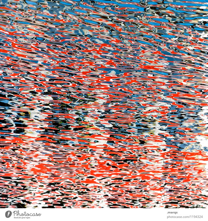 Aquarell Stil Design Umwelt Wasser Wellen außergewöhnlich Flüssigkeit einzigartig blau rot Farbe Hintergrundbild LSD Farbfoto Außenaufnahme Nahaufnahme abstrakt