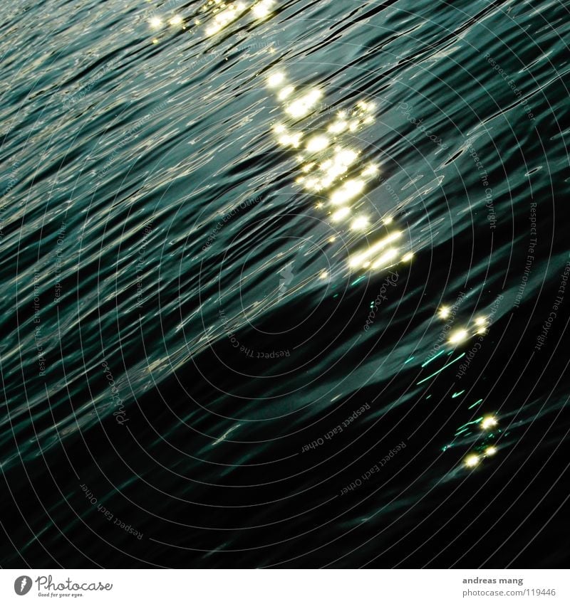 Reflections Beleuchtung Flüssigkeit nass kalt Physik Wellen Bach Meer See Gewässer tief dunkel bedrohlich Fluss Wasser water Sonne sun shine Lichterscheinung