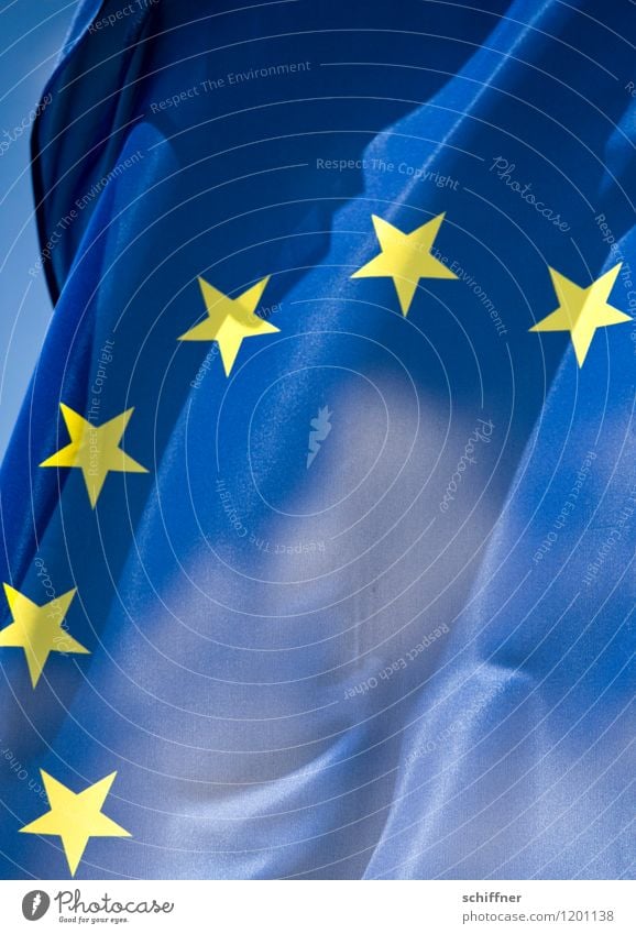 Griechische Nachtmahr Zeichen Eurozeichen Fahne blau gelb Gastronomie ökonomisch Gesellschaft (Soziologie) Menschengruppe Europa Europafahne