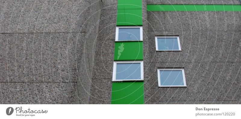 LINES Haus grün Fenster Fassade Mauer grau Fensterscheibe Hochhaus Stadt Plattenbau Bremerhaven Ghetto Etage trist Arbeitslosigkeit Architektur Linie Stein