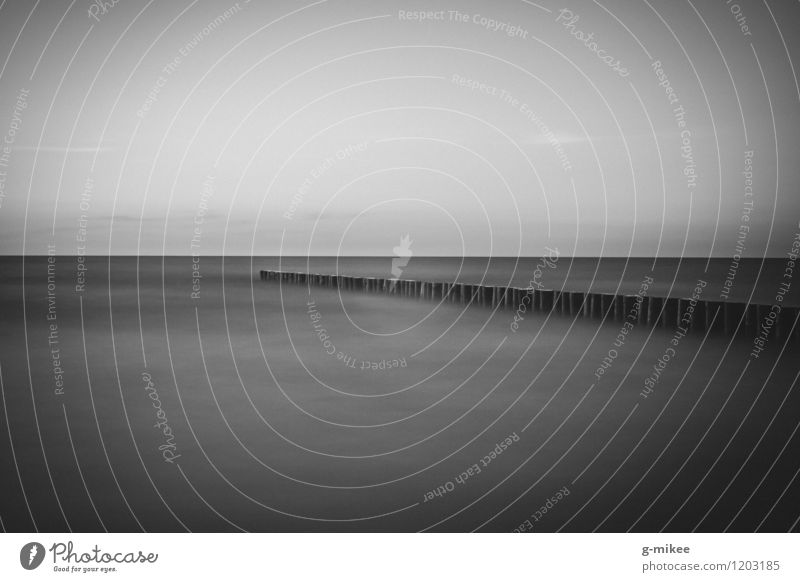 Meer Natur Landschaft Wasser Küste Nordsee Ostsee Unendlichkeit gruselig träumen Traurigkeit Einsamkeit Surrealismus Schwarzweißfoto Außenaufnahme Menschenleer
