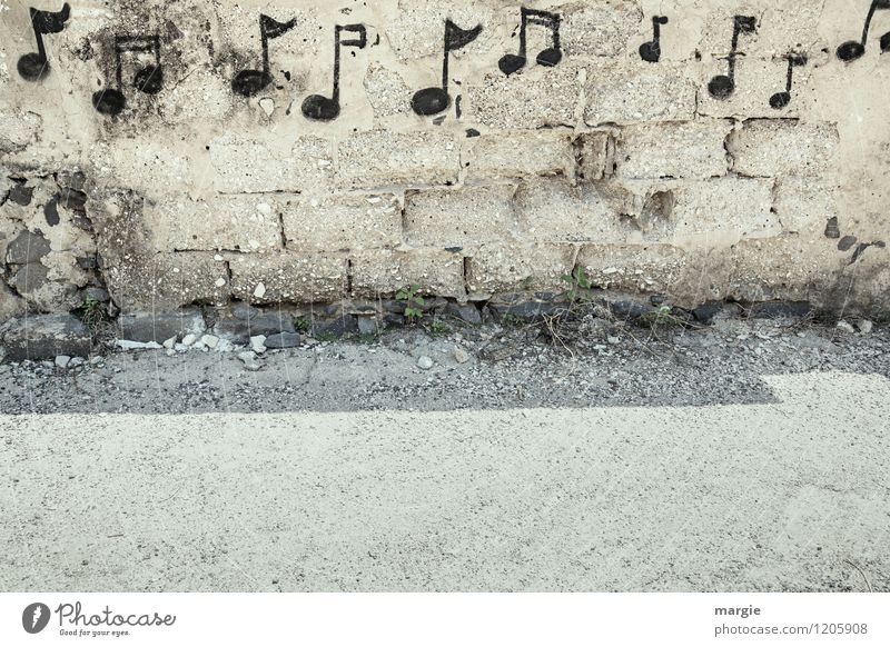 Ein Lied für Dich: Musik- Noten auf eine Hauswand gemalt Musiker komponieren Komponist Ton Geräusch Künstler Maler Gemälde Tanzen Volksmusik Musiknoten