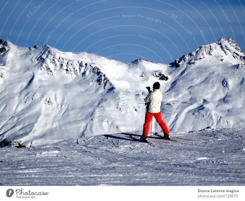 Schnee-Ente Skifahrer Schweiz Tourismus Mann weiß kalt genießen schön Berghang Pause Ferien & Urlaub & Reisen Freizeit & Hobby Winter retten Berge u. Gebirge