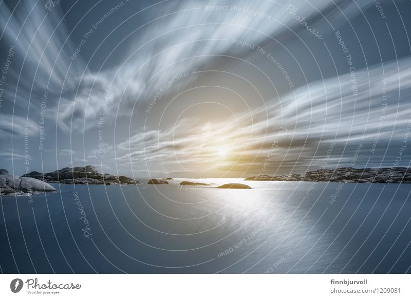 Am Ende der Welt Sommer Meer Tapete Himmel Wolken Felsen blau Norwegen Thomoe Tonsberg sonnig Wasser Farbfoto Außenaufnahme Menschenleer Reflexion & Spiegelung