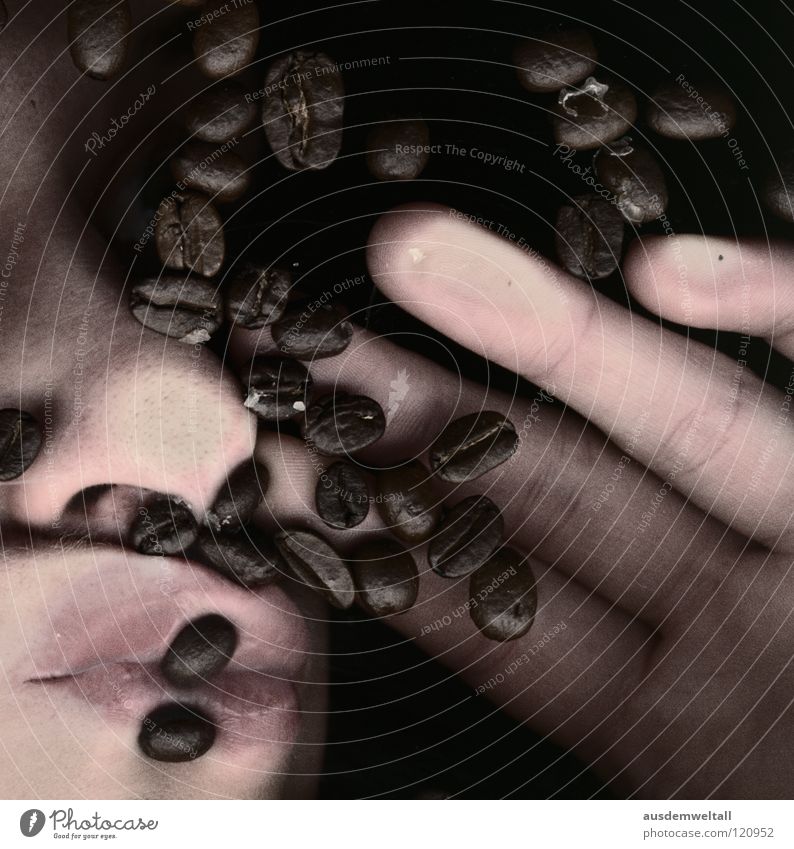 Koffeiiiiiiiiiiiin Koffein Bohnen wach Abhängigkeit Hand Finger Langeweile Kaffee Nase Mund dumm