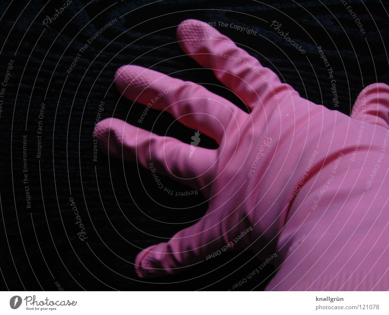 Keine Latexallergie Handschuhe rosa Finger schwarz Gummi spreizen Körperhaltung anziehen Faltenwurf Haushalt Sicherheit Bekleidung Gestreckt übergestülpt