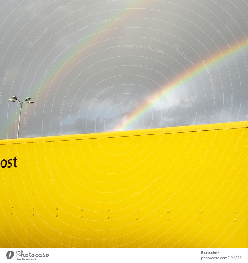 Blühende Landschaften Statistik Osten Laterne Regenbogen gelb Lastwagen fahren Post Postauto Postkutsche E-Mail langsam Zone Dresden Ossis Wessis Aufschwung