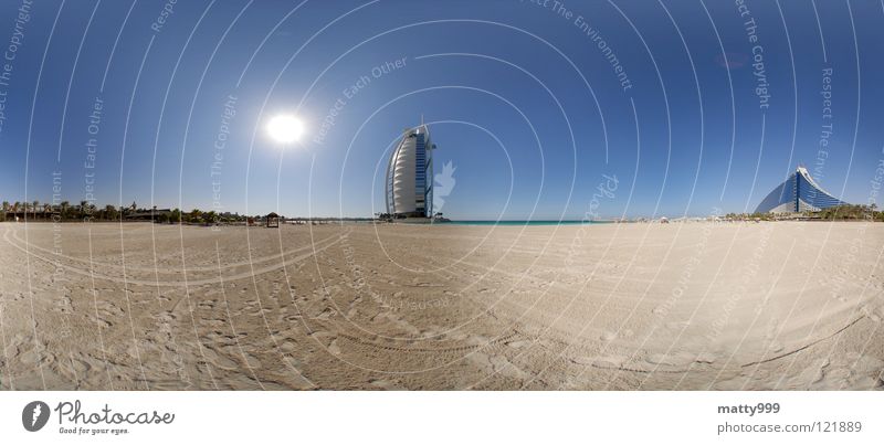 In Dubai Panorama (Aussicht) Meer Jumeira Beach Hotel Ferien & Urlaub & Reisen Arabienm Strand Sonne Burj Al-Arab Hotel groß Panorama (Bildformat)