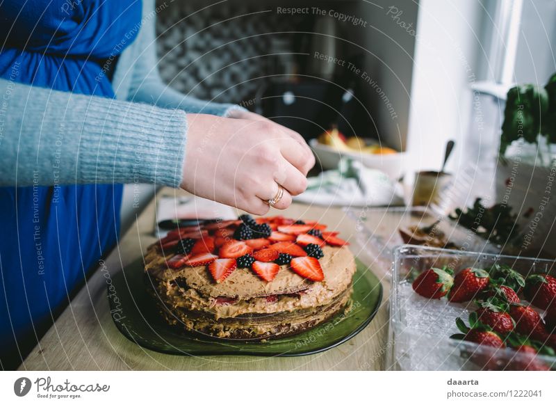 einen Kuchen backen Lebensmittel Frucht Dessert Süßwaren Erdbeeren Lifestyle elegant Stil Design Freude harmonisch Freizeit & Hobby Ausflug Abenteuer Wohnung