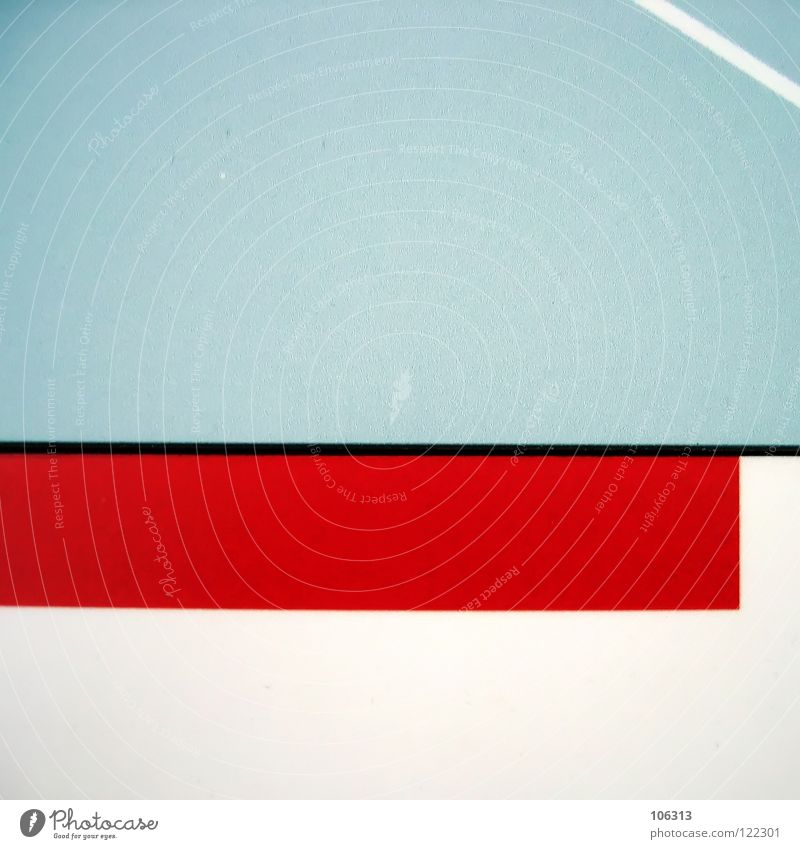 ALLES UND NICHTS rot zyan weiß Linie Strukturen & Formen graphisch sehr wenige minimalistisch Freiraum Quader Wand Trennlinie Platz Plattencover